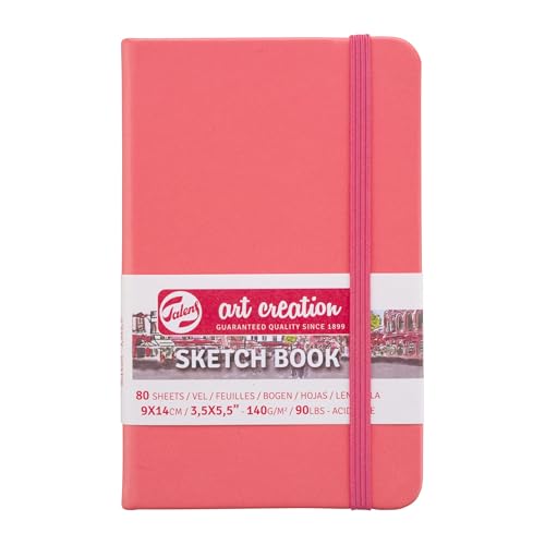 Talens Art Creation Sketchbook, Coral Red, 80 Sheets, 3.5 x 5.5 in - color: coral red, size: 9×14cm