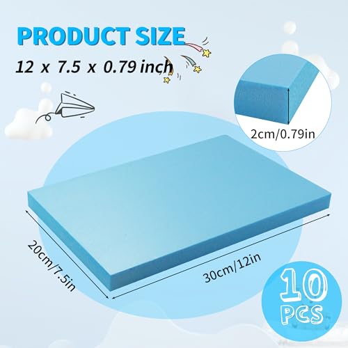 LuckyFoam Blue 10 Pack 12x7.5x0.79 inch Foam Sheets 0.79 Inch Thick | Polystyrene Rectangles XPS Foam Board Craft for Insulating DIY Modeling Art Supplies - color: blue, size: 12x7.5x0.79 inch 10pack