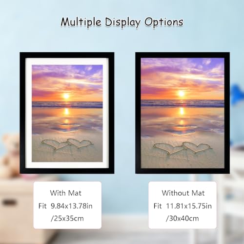 Muzagroo Art Premium Diamond Art Frame for 12x16in Canvas Diamond Painting Frame with White Mat Border Shatter-Resistant Plexiglass Frame for Diamond Painting Ready to Hang (1P) - color: Frame