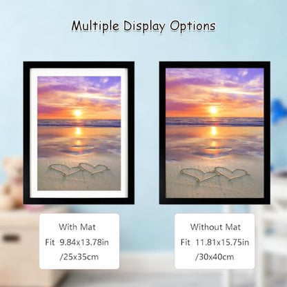 Muzagroo Art Premium Diamond Art Frame for 12x16in Canvas Diamond Painting Frame with White Mat Border Shatter-Resistant Plexiglass Frame for Diamond Painting Ready to Hang (1P) - color: Frame