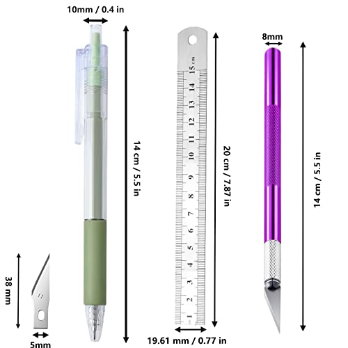 16Pcs Gyro Cut Hobby Knife Utility Carving Tools Kit Paper Cutter Pen Hobby Knife Set for Cutting Vinyl, Paper and Diamond Paintings - color: 4pcs