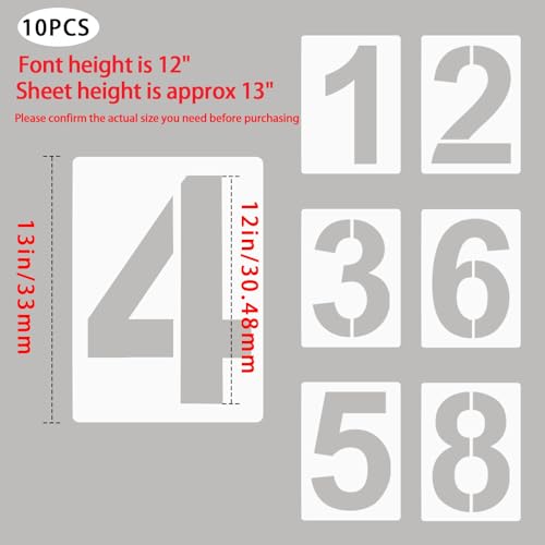 12-Inch Large Number Stencils Kit - Reusable Plastic Address Number Painting Templates for Mailbox Signs, Road, Parking Lot, Door, Trucks - color: 12 Inch