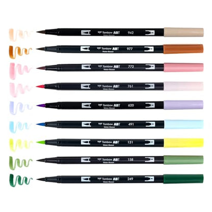 Tombow 56255 Dual Brush Pen Art Markers, Fairies, 10-Pack. Brush/Fine Tips
