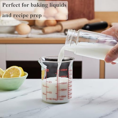 Ackers Borosilicate Glass Measuring Cup with Spout, 250 ml, 8 oz/1 Cup - size: 1Cup,250ML