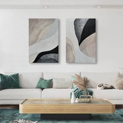 Art Hand-Painted Modern Abstract Oil Painting Textured Canvas Mural Home Wall Art Deco 36x24 inches x2 - color: Yi046