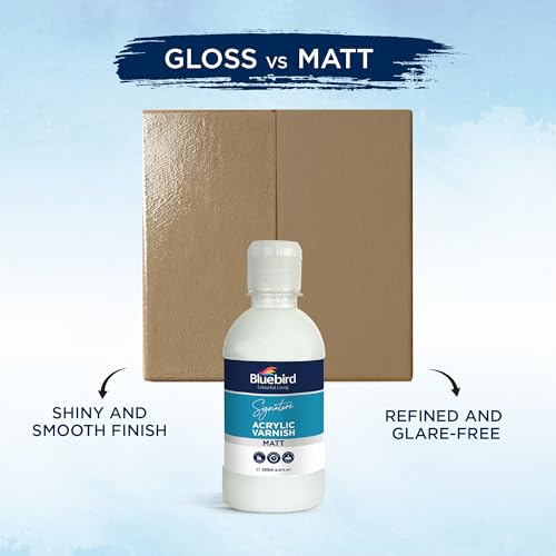 Bluebird Signature Matte Varnish for Acrylic Painting, Non-Yellowing, Non-Toxic, Anti-Crazing, Matte Varnish for Pro Artists, Hobby Painters & Kids (Matt, 8.5 Fl Oz) - color: Matt, size: 8.5 Fl Oz