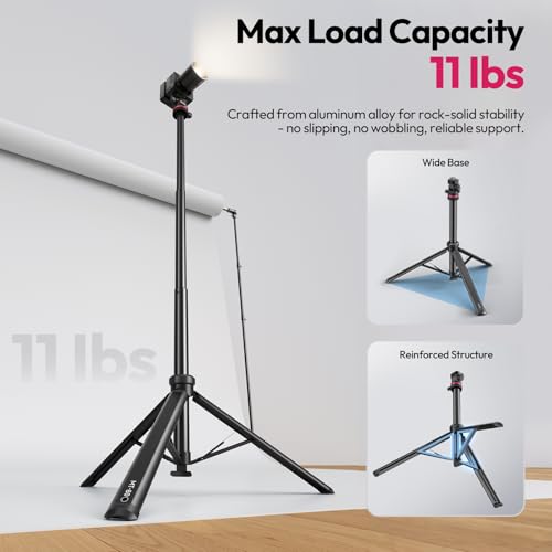 ULANZI MT-80 Aluminum Tripod Stand, 7FT Auto Pop-Up Camera Light Tripod | 11LB Max Load , 1/4" Screw, 360° Ball Head, 360° Rotates, Portable Video Light Stand for DSLR Camera, Ring Light, Video Rig - size: 84 inch-Upgrade Pop-Up