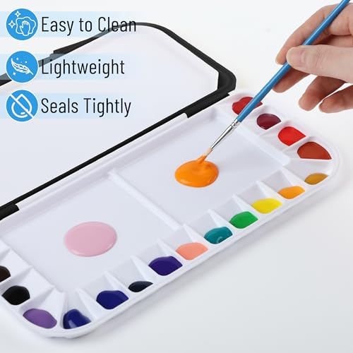 Mr. Pen- Airtight Watercolor Palette with Lid, 18 Wells & 2 Mixing Areas - color: Black, size: 1 Pack
