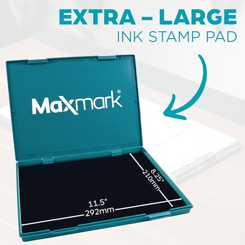 MaxMark Extra Large Black Ink Stamp Pad - 8.25" x 11.5" - Industrial Felt Pad - Black Color (Pack of 2) - color: Black, size: 8.25" x 11.5" (Pack of 2)