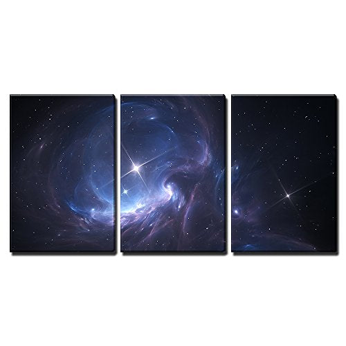 wall26 - 3 Piece Canvas Wall Art - Space Nebula. Cloud of Gas and Dust Blocks The Light of Distant Stars. - Modern Home Art Stretched and Framed Ready to Hang - 16"x24"x3 Panels - color: Artwork - 18, size: 24" x 16" x 3 Panels
