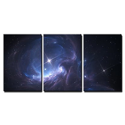 wall26 - 3 Piece Canvas Wall Art - Space Nebula. Cloud of Gas and Dust Blocks The Light of Distant Stars. - Modern Home Art Stretched and Framed Ready to Hang - 16"x24"x3 Panels - color: Artwork - 18, size: 24" x 16" x 3 Panels