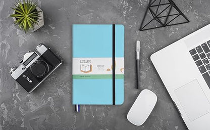 Hardcover Notebook Blank Journal Sketchbook for Drawing, Medium 5.5 by 8.4 Inch, 100 GSM Thick Paper (LightBlue, Plain) - color: LightBlue