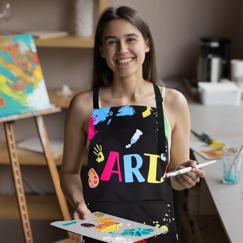 Painting Artist Apron with Pockets, Waterproof Painting Aprons for Adults, Adjustable Art Apron Bib Apron - color: Style 1