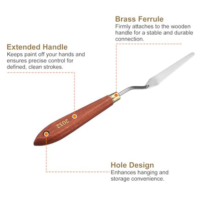 HARFINGTON Palette Knife Painting Tool 2.76" x 0.59" Stainless Steel Teardrop Blade 8.66" Length Spatula Painting Pallet Knives with Hole Beech Wood Handle for Oil Acrylic Canvas, Red/Silver - size: 8.66" x 0.59" x 2.76"