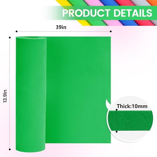 Do²ping Green Eva Foam Sheets Roll, 10mm EVA Craft Foam 39''x13.9'' High Density 86kg/m3 for Halloween Cosplay DIY - color: Green, size: Thickness 10mm