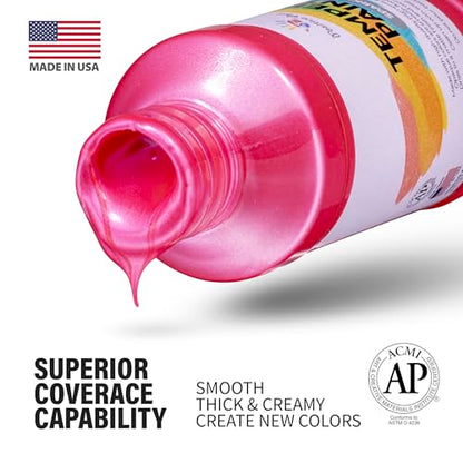 Washable Tempera Paint Set – 6 Colors, 4 fl oz Bottles, Non-Toxic Kid-Safe School & Craft Paint, Easy Cleanup, Thick Creamy Coverage, Classroom Art Supplies, Made in USA (Pearlescent) - color: Pearlescent