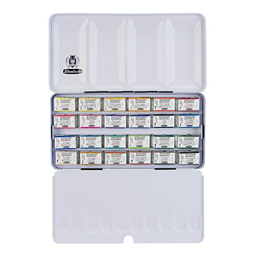 Schmincke - HORADAM® AQUARELL color box with 24 finest watercolors, 74324097, Premium metal box, painting set, 24 x 1/1 pans - style: 24 x 1/1 pans