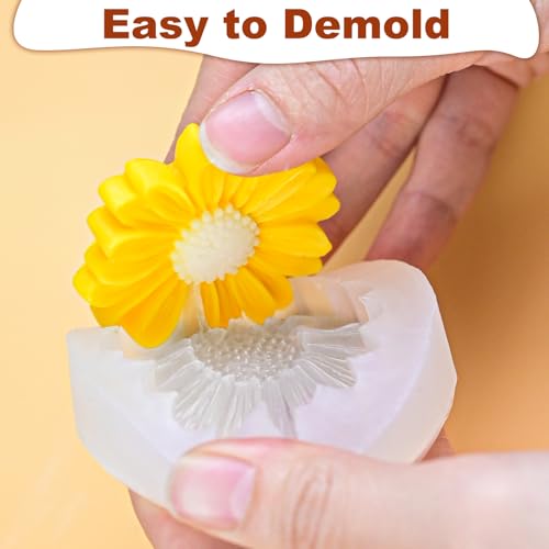 Daisy Candle Molds, Set of 4 Daisy Flower Making Molds - color: 4 PCS Daisy Flower Silicone Molds