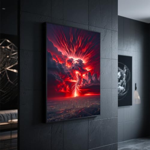 Ohhvvow Red Lightning Diamond Painting Kit for Adults - 12x16 Inch 5D Diamond Art with Full Drill Diamonds Dot Kits, Complete DIY Craft Kit (Includes Tools & Tray) - color: Red lightning