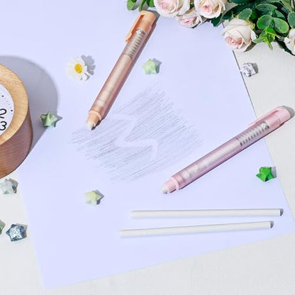 BAYTORY 4Pcs Retractable Mechanical Eraser Pen, Pen Style Erasers | with 8Pcs Refill Erasers, Eraser Pen for Office Teacher Supplies for Sketching, Charcoal Drawings (Retractable Style)