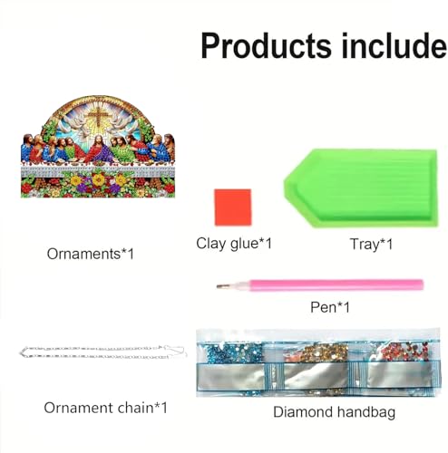 STGLCR Religious Diamond Art Hanging Kit for Adult The Last Supper,Special Shaped DIY Acrylic Jesus Christ Cross Diamond Art Painting Window Pendants Home Garden Wall Hanging Kits Hanging Ornament - color: The Last Supper flower