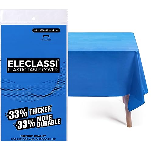 Eleclassi Royal Blue 12 Pack Premium Disposable Plastic Tablecloth 54 x 108 Inch - Waterproof Disposable Tablecloth for Rectangle Tables Up to 8 Feet in Length - Plastic Table Cloth Disposable - color: Royal Blue, size: 12 Pack Rectangle