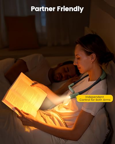 Glocusent Bendable Neck Light, 100 Hours Reading Light for Book Lover Gifts - color: Green