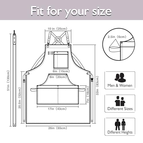 Kitchen Apron, Work Apron, Canvas Apron, Grey - color: Grey