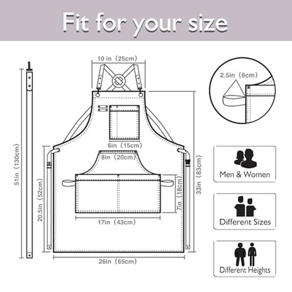 Kitchen Apron, Work Apron, Canvas Apron, Grey - color: Grey