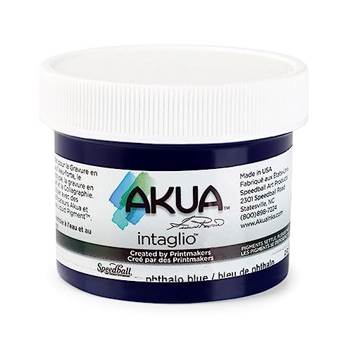 Akua Intaglio Water-Based Ink, 2-Ounce Jar, Phthalo Blue - color: Phthalo Blue, size: 2 fl oz