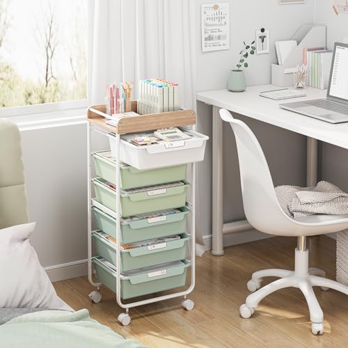 APEXCHASER Rolling Craft Storage Cart with 6 Drawers, Art Cart,Green - color: Green, size: 6-Drawers