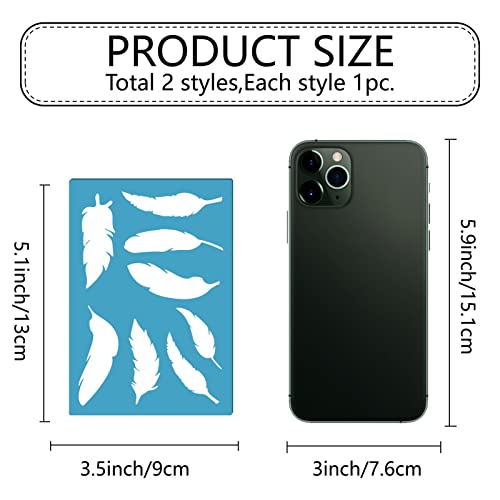 GORGECRAFT 2 Styles Jewelry Shape Template Reusable Earrings Making Plastic Feather Cutouts Cutting Stencil Lapidary Templates for Cabochons Bracelets Earrings Making Jewelry DIY Crafts 5x3.5 inch - style: Contemporary
