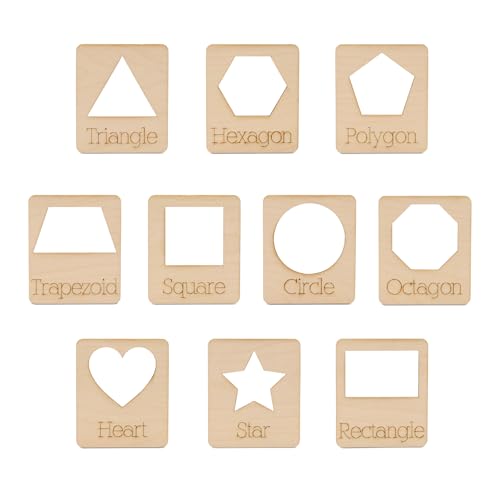 Geometry Set Shape Stencils for DIY Painting & Drawing, 10 Reusable Geometric Shapes, 4 Inch, Pack of 3, Educational Home School Essentials, by Woodpeckers