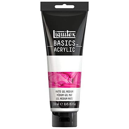 Liquitex BASICS Matte Gel Medium, 250ml (8.4oz) Tube | Thickens Fluid/Medium Body Paints, Holds Brush & Knife Marks, Matte Finish, Slows Drying Time, Archival Quality - style: Matte Gel Medium