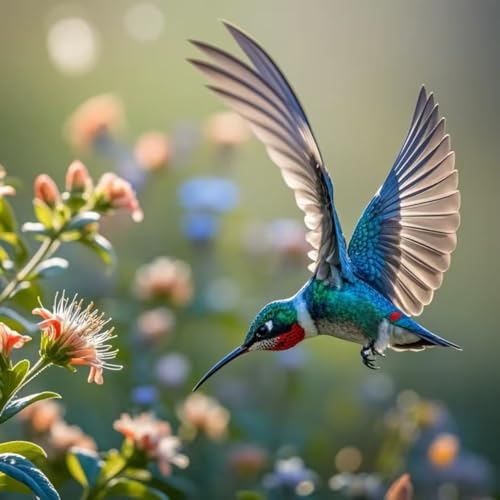 Hummingbird Diamond Art Kits for Adults Bird 5D Diamond Painting Kits for Beginners Full Round Drill Diamond Dots DIY Gem Art Crafts for Adults Home Wall Decor Hummingbird Gifts 13.78x13.78 Inch - color: Hummingbird in Flowers