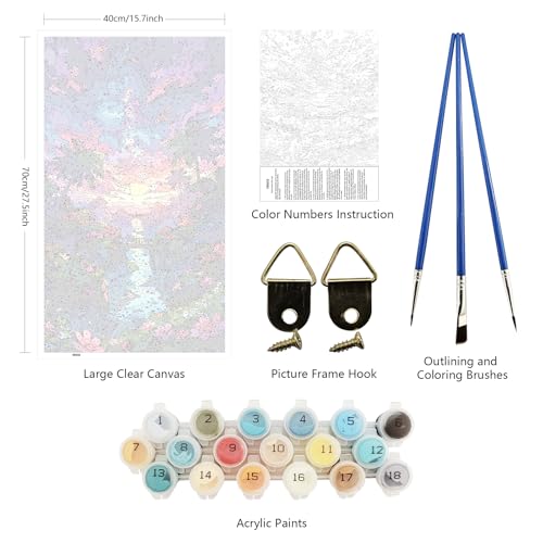 ARTGOTO Large Paint by Numbers for Adults Fantasy Tropical Landscape | 15.7x27.5inch/40x70cm Paint by Number Kit on Canvas, Starry Sky Sunset Acrylic Painting Set with Brushes, No Frame - color: PBN059