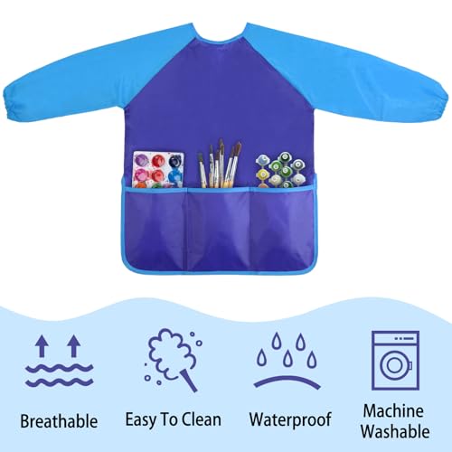 Kopokita Kids Art Smock, Toddlers Painting Apron Children Artist Smock - color: Blue
