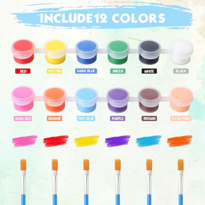 Qilery 36 Set 4 x 4 Inch Mini Canvas Boards with Easel Painting Kit, Acrylic Paints Strips, Brushes, Palette, Oil Art Set for Acrylic Birthday Party Favors - size: 4 x 4 Inch