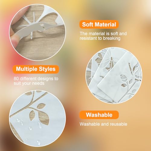 80 Pack Reusable Painting Stencils, DIY Craft Stencil Set in Multiple Sizes, Plastic Templates for Drawing on Wood, Fabric, Canvas, Wall, Scrapbooking, Art & Home Decor