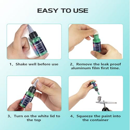 Airbrush Paint 6 Colors, Ready to Spray Airbrush Paint Set, Water-Based Acrylic Air Brush Paints for Metal, Plastic Models, Canvas, Wood, 0.67 Fl Oz/20ml - color: 6 Colors