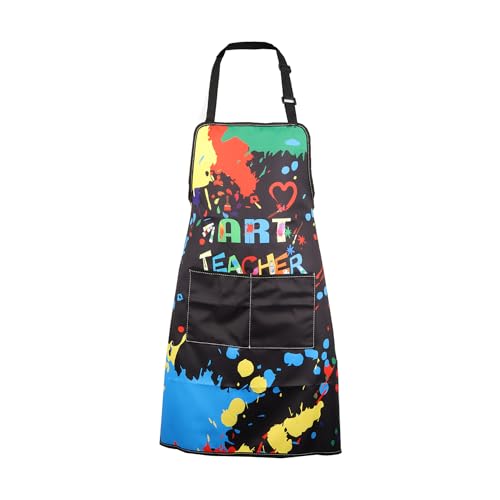 MBMSO Painting Artist Apron with Pockets Artist Painter Gifts Art Lover Gift for Art Teacher Student Painter Apron Waterproof - color: Art Teacher Apron-black