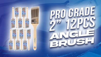 Pro Grade Paint Brushes, 2 Inch Angle Paint Brush, Walls & Trim, 12 Pack | Sash, cut-in & detail work | Furniture, cabinets & doors | Interior & exterior | Latex, oil & stain | Medium stiff bristles - size: 2 inches