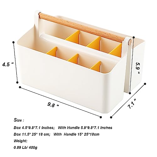 Art Supply Caddy Organizer with Handle,Teacher Tool Storage with Divider | Adjustable,Portable Storage Bin for School Caddy,Makeup Caddy,Sewing Basket,Marker Organizer,Colored Pencil Holder - color: Yellow Divider