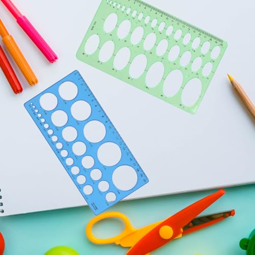 Circle Template Circle Stencil Circle Template for Drawing Round Drafting Drawing Templates Drafting Stencils Tools Geometry Circle Templates for Office School Drawing Design Measuring 2 Pack