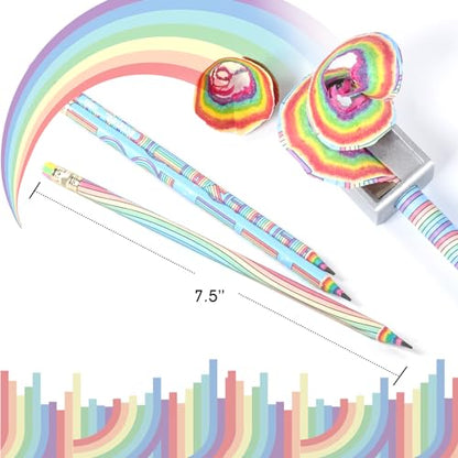ECOTREE Pre-Sharpened Rainbow Pencils #2, Back to School Supplies, 12 Count