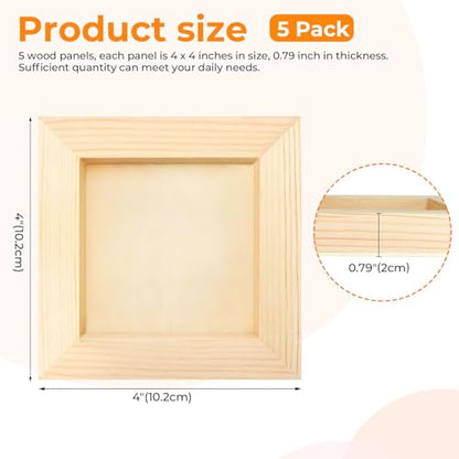 FSWCCK 5 Pack 4 x 4 inch Wood Panel Boards, Unfinished Wood Canvas Panels for Crafts, Painting Canvas, DIY Art Projects, Pouring, Arts Use with Oils, Acrylics - size: 4"X 4" 5 Pack