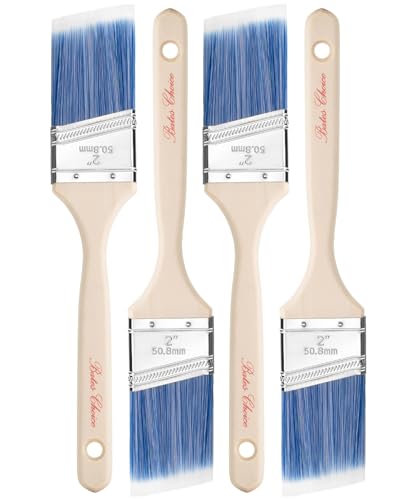 Bates- Angle Paint Brushes for Walls and Trim, 2 Inch, 4 Pack, Treated Wood Handle & Synthetic Bristles, 2 Inch Angled Paint Brushes for Trim, Stainless Steel Ferrule - color: Wood Handle Angle, size: 4 Pack, 2"