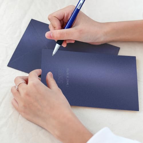 Navy Blue Shimmer Cardstock 8.5 x 11 Navy Blue Paper | Goefun 24 Sheets 80lb Card Stock Printer Paper for Christmas, Invitations, Certificates, Crafts, Card Making - color: navy blue