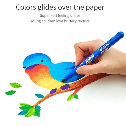 COLORIX AMOS Twistable Crayons – 12 Silky Gel Crayons for Kids, Non Toxic Twist Up, Easy to Hold, Mess-Free Drawing for Travel, Arts & Crafts, Creative School Supplies - style: Silky Twisters