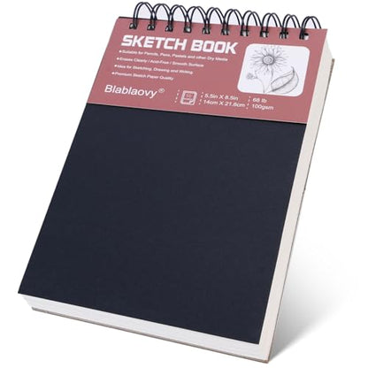 Sketch Book, 5.5" x 8.5" Sketchbook with 60 Sheets (68lb/100gsm), 1 Pack Drawing Pad Acid Free Drawing Book Sketch Pad for Kids Adults Beginners Artists - color: Black 1